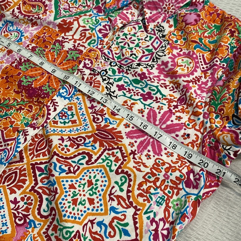 Lauren Ralph Lauren Multicolor Shirt Women’s Large 3/4‎ Sleeves Floral Paisley - Picture 8 of 10